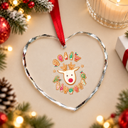 ASL Christmas Reindeer Gingerbread Glass Ornament - Material: Heart Glass Ornament