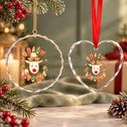 ASL Christmas Reindeer Gingerbread Glass Ornament - Material: Heart Glass Ornament