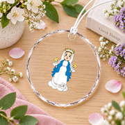 Assumption Of Mary Catholic Faith Glass Ornament - Material: Circle Glass Ornament