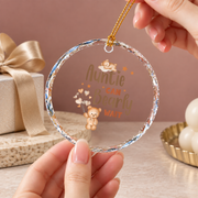 Auntie Can't Bear Wait Gender Reveal Baby Ceramic Ornament - Material: Circle Glass Ornament