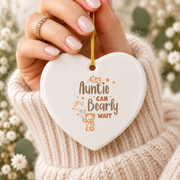 Auntie Can't Bear Wait Gender Reveal Baby Ceramic Ornament - Material: Heart Ceramic Ornament