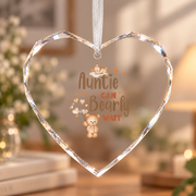 Auntie Can't Bear Wait Gender Reveal Baby Ceramic Ornament - Material: Heart Glass Ornament