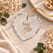 Auntie Can't Bear Wait Gender Reveal Baby Ceramic Ornament - Material: Heart Glass Ornament