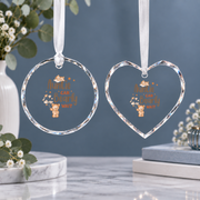 Auntie Can't Bear Wait Gender Reveal Baby Ceramic Ornament - Material: Heart Glass Ornament