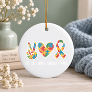 Autism Awareness Accept Understand Love Ornament Glass Ornament - Material: Circle Ceramic Ornament