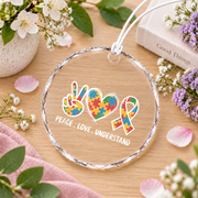 Autism Awareness Accept Understand Love Ornament Glass Ornament - Material: Circle Glass Ornament