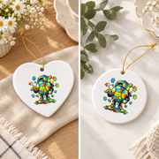 Autism Awareness Baseball Ice Cream Drip Glass Ornament - Material: Heart Ceramic Ornament
