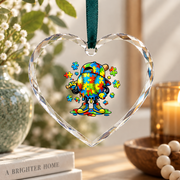 Autism Awareness Baseball Ice Cream Drip Glass Ornament - Material: Heart Glass Ornament