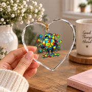 Autism Awareness Baseball Ice Cream Drip Glass Ornament - Material: Heart Glass Ornament