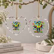 Autism Awareness Baseball Ice Cream Drip Glass Ornament - Material: Heart Glass Ornament