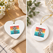 Autism Awareness Cowboy Support Message Glass Ornament - Material: Heart Ceramic Ornament
