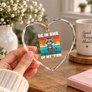 Autism Awareness Cowboy Support Message Glass Ornament - Material: Heart Glass Ornament