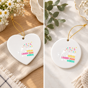 Autism Awareness Dandelion Design Ornament Glass Ornament - Material: Heart Ceramic Ornament