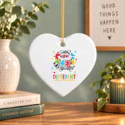 Autism Awareness Different Is Beautiful Support Glass Ornament - Material: Heart Ceramic Ornament