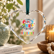 Autism Awareness Different Is Beautiful Support Glass Ornament - Material: Heart Glass Ornament