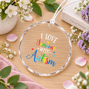 Autism Awareness Love Someone Ornament Glass Ornament - Material: Circle Glass Ornament