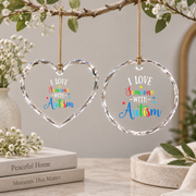 Autism Awareness Love Someone Ornament Glass Ornament - Material: Heart Glass Ornament