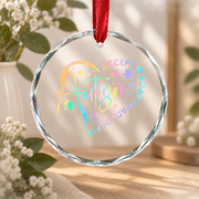 Autism Awareness Month Heart Love Ornament Glass Ornament - Material: Circle Glass Ornament