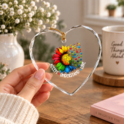 Autism Awareness Rainbow Flower Ornament Glass Ornament - Material: Heart Glass Ornament