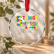 Autism Awareness Son Support Message Ornament Glass Ornament - Material: Circle Glass Ornament