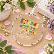 Autism Awareness Son Support Message Ornament Glass Ornament - Material: Circle Glass Ornament