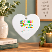 Autism Awareness Son Support Message Ornament Glass Ornament - Material: Heart Ceramic Ornament