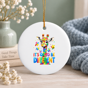 Autism Awareness Support Ornament Glass Ornament - Material: Circle Ceramic Ornament