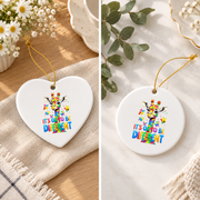 Autism Awareness Support Ornament Glass Ornament - Material: Heart Ceramic Ornament