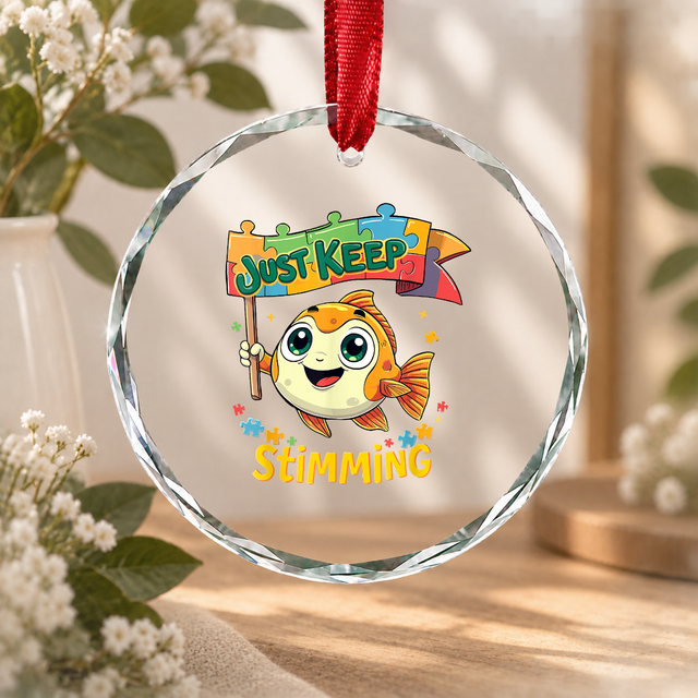 Autism Blue Tang Fish Awareness Ornament Glass Ornament - Material: Circle Glass Ornament