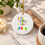 Autism Dad Christian Support Glass Ornament - Material: Circle Ceramic Ornament