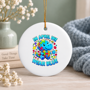 Autism Dinosaur Blue Awareness Ornament Glass Ornament - Material: Circle Ceramic Ornament