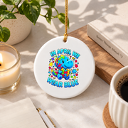 Autism Dinosaur Blue Awareness Ornament Glass Ornament - Material: Circle Ceramic Ornament