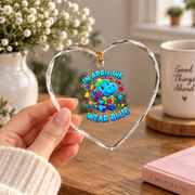 Autism Dinosaur Blue Awareness Ornament Glass Ornament - Material: Heart Glass Ornament