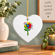Autism Flower Accept Understand Love Ornament Glass Ornament - Material: Heart Ceramic Ornament