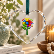 Autism Flower Accept Understand Love Ornament Glass Ornament - Material: Heart Glass Ornament