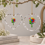 Autism Flower Accept Understand Love Ornament Glass Ornament - Material: Heart Glass Ornament