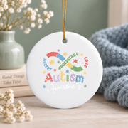 Autism Infinity Symbol Awareness Ornament Glass Ornament - Material: Circle Ceramic Ornament