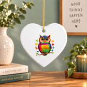 Autism Owl Puzzle Awareness Ornament Glass Ornament - Material: Heart Ceramic Ornament