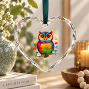 Autism Owl Puzzle Awareness Ornament Glass Ornament - Material: Heart Glass Ornament
