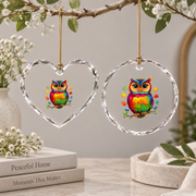 Autism Owl Puzzle Awareness Ornament Glass Ornament - Material: Heart Glass Ornament