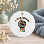 Autism Periodic Table Design Ornament Glass Ornament - Material: Circle Ceramic Ornament