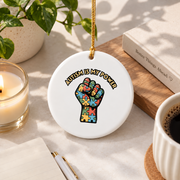 Autism Periodic Table Design Ornament Glass Ornament - Material: Circle Ceramic Ornament