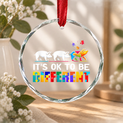 Autism Pig Kids Awareness Ornament Glass Ornament - Material: Circle Glass Ornament