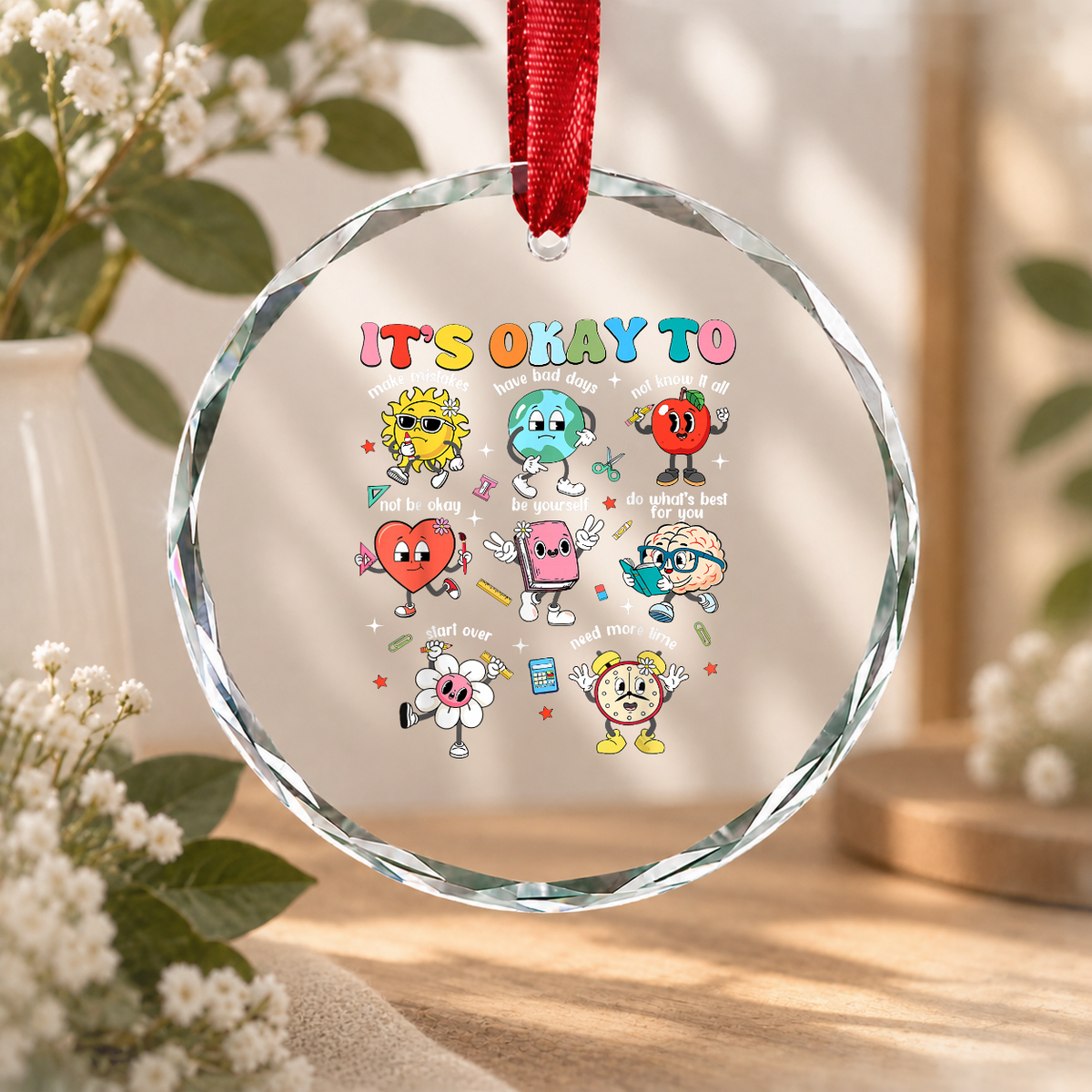 Autism Positive Message Ornament Glass Ornament - Material: Circle Glass Ornament