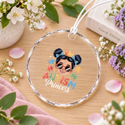 Autism Princess Coquette Bow Girl Gift Decoration Glass Ornament - Material: Circle Glass Ornament
