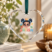 Autism Princess Coquette Bow Girl Gift Decoration Glass Ornament - Material: Heart Glass Ornament