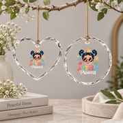 Autism Princess Coquette Bow Girl Gift Decoration Glass Ornament - Material: Heart Glass Ornament