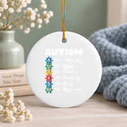Autism Support Family Awareness Ornament Glass Ornament - Material: Circle Ceramic Ornament