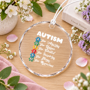 Autism Support Family Awareness Ornament Glass Ornament - Material: Circle Glass Ornament