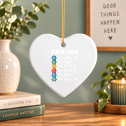 Autism Support Family Awareness Ornament Glass Ornament - Material: Heart Ceramic Ornament